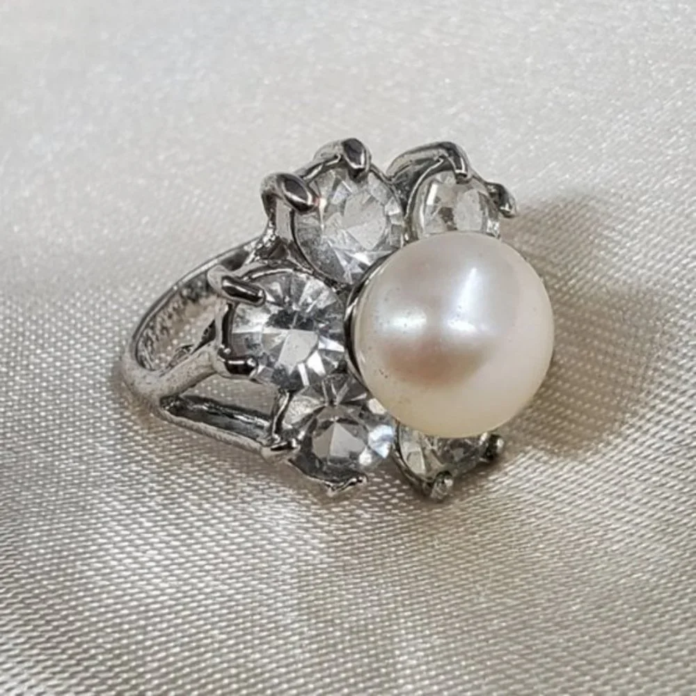 FP Jewelry Designer Silver Ring Large Freshwater Natural Pearl Crystals